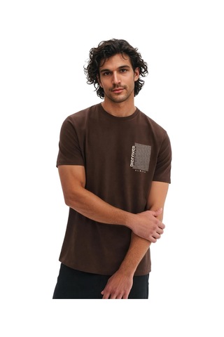 Arma Ar-ma Erkek Bisiklet Yaka Tişört Yazi Baskili Örme Kumaş Regular Fit %100 Pamuk 30/2 Süprem Y31344448202 Kahverengi-k1