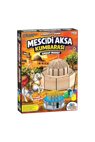 Mescid-i Aksa 3d Ahşap Puzzle Maketi Kumbara Boyanabilir Boya Fırça Seti Mescidi Aksa Maket