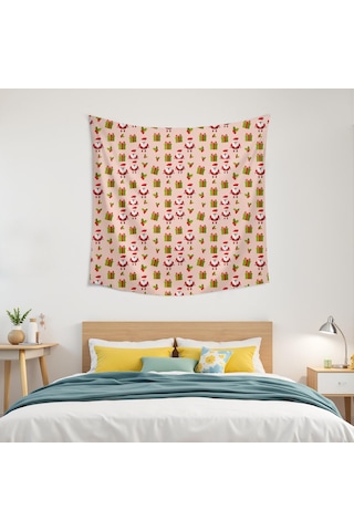 Noel Desenli 50x50 İnç Kare Duvar Halısı, Oturma Odası, Yatak Odası Ve Genç Odası İçin