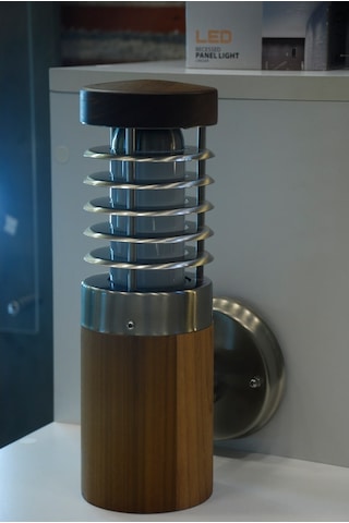 Teak Ağacı E27 Bahçe Aydınlatma Aplik Kahverengi