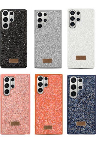 Samsung Uyumlu S26 Ultra Darbe Dayanıklı Işıltı Taş Detaylı Melt Silikon Kılıf Siyah