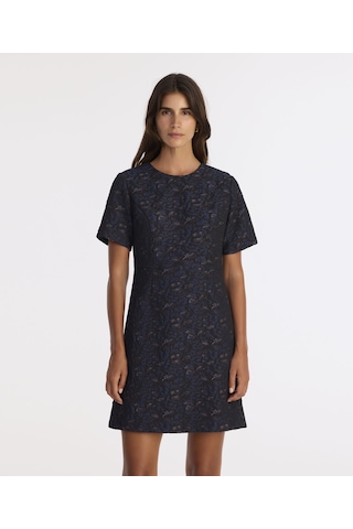 Yargıcı A Form Bisiklet Yaka Kısa Kol Elbise 25kkel7038x 004 Lacivert