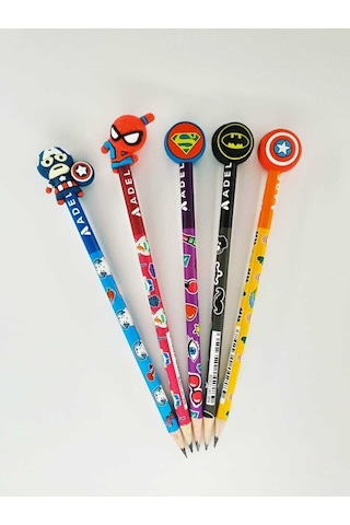 Spiderman Batman Superman Kaptan Amerika Başlıklı Kurşun Kalem Seti Spiderman Batman Superman Kaptan Amerika