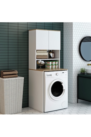 Nur Mobilya Çamaşır Makinası Dolabı Beyaz