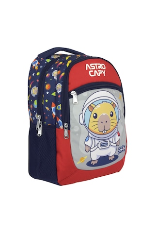 Capybara Erkek Çocuk Astronot İlkokul Okul Sırt Çantası - Lacivert - Kırmızı - 5227 Çok Renkli