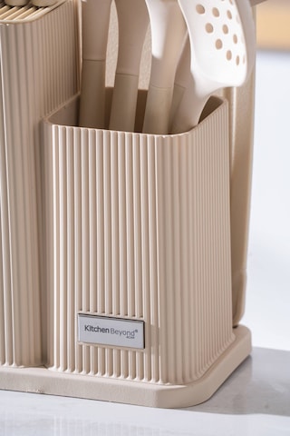 Cooper 12 Parça Standlı Kesme Tahtası Servis Ve Bıçak Seti Krem