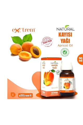 Extrem Natural Soğuk Sıkım Kayısı Çekirdeği Yağı 50 Ml - A, E, K Vitamini - Yüz, Cilt, Saç & Tırnak Bakımı 50 ML