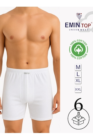 Mercan Erkek Boxer Short 6'lı - Beyaz Boxer Şort