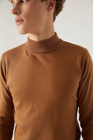 D's Damat Regular Fit Camel Pamuk Karışımlı Yarım Balıkçı Triko Kazak Camel