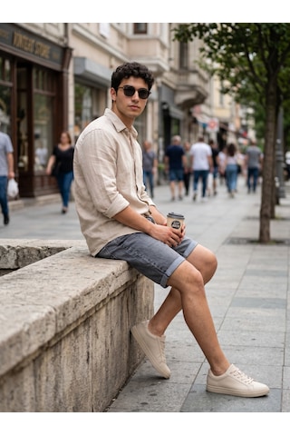 Kaizer Jeans Füme Doble Paça Kot Şort Denim