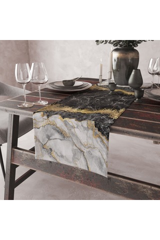 Alkanhomes Mermer Desenli Dekoratif Runner N11.68