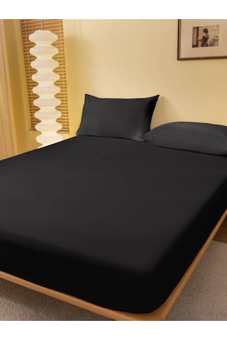 Totem Ranforce Pamuklu Siyah Yastık Kılıflı Lastikli Çarşaf