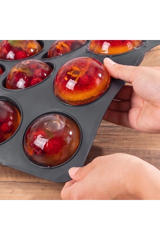 30017 Silikon 9lu Muffin Kalıbı Köstebek Kek Kalıbı Antrasit 24,5cm Çok Renkli