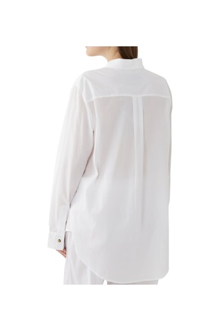 Asceno Kadın Pamuklu Pijama Gömleği Beyaz