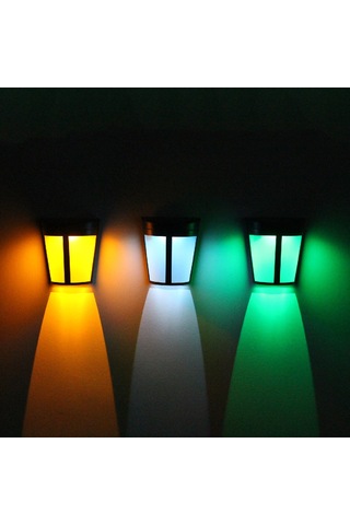 Xindoker 6 Led Güneş Enerjili Dış Mekan Yarıçember Duvar Lambası, Otomatik Işık Kontrolü, Ip65 Su Geçirmez, 1000mah Pil, Islak Beyaz + Renkli Işık Çok Renkli