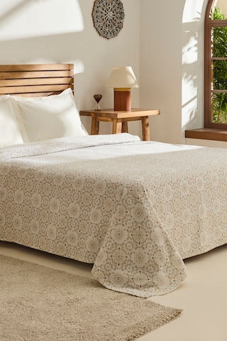 Kaşmir Home Desti %100 Pamuk Çift Kişilik Pike Bej Bej