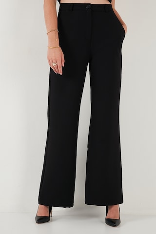 Lela Wide Leg Orta Yüksek Bel Bol Paça Kumaş Bayan Pantolon 6522974 Siyah