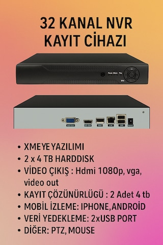 32 Kanal Nvr Ip Xmeye Kayıt Cihazı