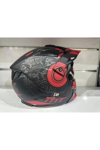Mt Helmets Streetfıghter Sv Aztec B5 Motosiklet Kaskı Mat Siyah - Kırmızı