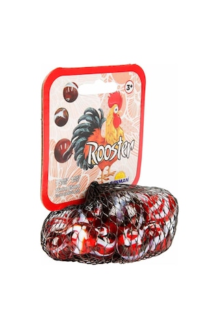 Horoz Kırmızı Misket Oyunu Cam Bilye Seti Büyük Boy Misketli 16 Parça