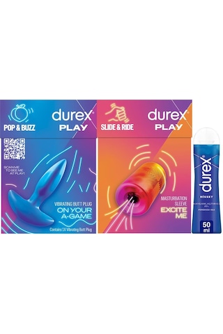 Durex Titreşimli Anal Plug Tıkaç + Manuel Yumuşak Ve Esnek Mastürbatör + Hisset Kayganlaştırıcı Jel 50 ML