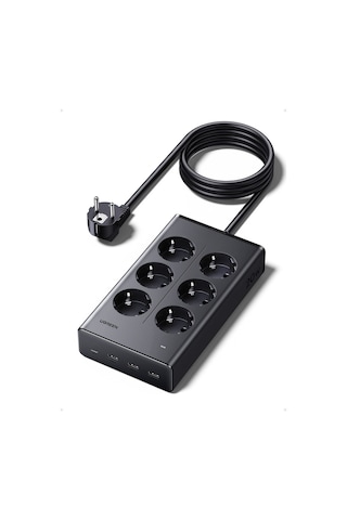 Ugreen 6 Lı Akım Korumalı Grup Priz, 20w Usb-c, Usb-a Çıkışlı Şarj İstasyonu, 1.5 M Kablolu, 75141 1,5 m