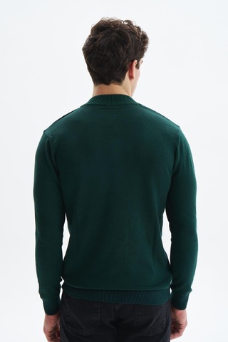 AR-MA Arma Erkek Slim Fit Likralı Akrilik Kumaş Yarım Yaka Triko Kazak K0kro0864 Yeşil