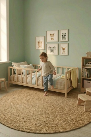 Star Montessori Bebek Ve Çocuk Karyolası Unisex Doğal Ahşap Yatak Kahverengi