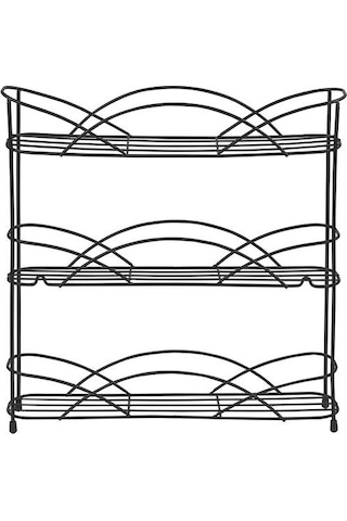 3 Tier Raf Mutfak Dolabı Organizatör Veya İsteğe Bağlı Duvara Monte Depolama, 3 Baharat Rafları, Yükseltilmiş Lastik Ayaklar, Siyah Depolama Tutucular Ve Amp Raflar 1
