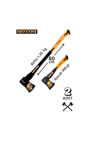 Rotor Fiber Saplı 1360gr+900gr 2 Li Balta Seti