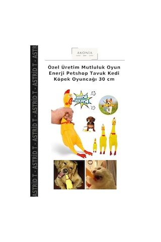 Özel Üretim Mutluluk Oyun Enerji Petshop Tavuk Kedi Köpek Oyuncağı 30 Cm