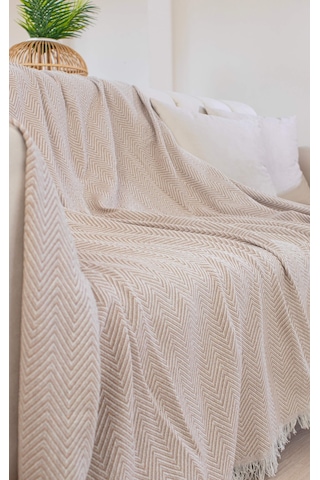 Tabu Home Dokuma Cozy Comfort Bej Koltuk Örtüsü