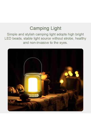 Padalink Usb Şarjlı Kamp Lambası - 1200mah Pil, 3 Işık Modu, Taşınabilir Şarj Cihazı, Siyah Siyah