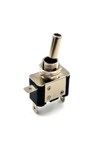 Toggle Switch 1-0 Kırmızı Ledli Metal Anahtar 3 Pin 12v Toggle Sw