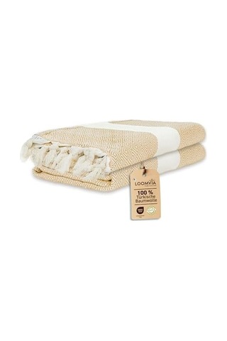 2&apos Li Paket -%100 Pamuk Peştamal 100x180 Cm, Havuz Ve Plaj Havlusu, Spor Havlusu, Hızlı Kurur Ve Koku Yapmaz, Emici, Hafif Ve Kompakt, Bej Açık