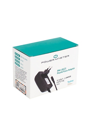 POWERMASTER PM-4531 12 VOLT - 2 AMPER PLASTİK KASA PRİZ TİPİ ADAPTÖR 5.5*2.5 UÇ