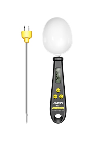 Springsun Aneng Htc-6 Dijital Ölçü Kaşığı Ve Mutfak Termometresi - 200g/0.1g Hassasiyet, Lcd Ekran, Cr2032 Pil Pil İle Gönderim , Siyah