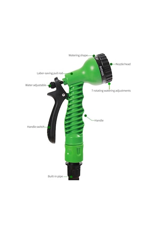 Lemestar 7 Fonksiyonlu Taşınabilir Yüksek Basınçlı Araba Yıkama Ve Bahçe Sulama Hortumu Nozulu