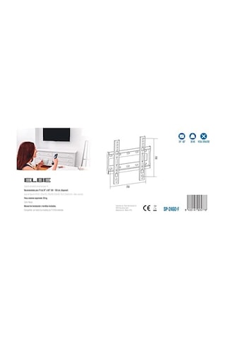 Sp-2460-f - 24&apos &apos -60&apos &apos Tv İçin Evrensel Sabit Duvar Montajı Kapasite 30 Kg, Vesa: 50x50, 75x75, 100x100, 200x100, 200x200 Siyah