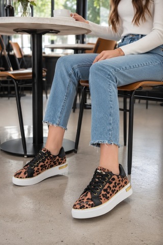 Mevese Elora Bağcıklı Konfor Taban Kadın Sneaker Kahverengi
