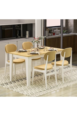 Şimal Yemek Masası 120x72 Beyaz - Safir Meşe