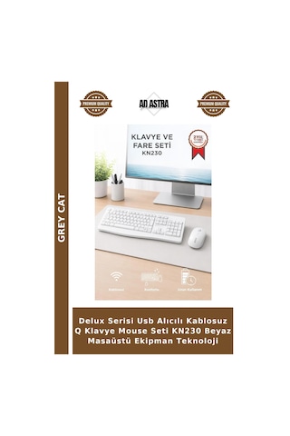 Delux Serisi Usb Alıcılı Kablosuz Q Klavye Mouse Seti Kn230 Beyaz Masaüstü Ekipman Teknoloji Diğer