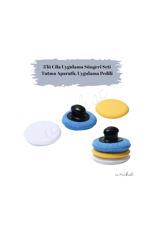 3'lü Cila Uygulama Süngeri Seti Tutma Aparatlı, Uygulama Pedi Dahil 1 Adet