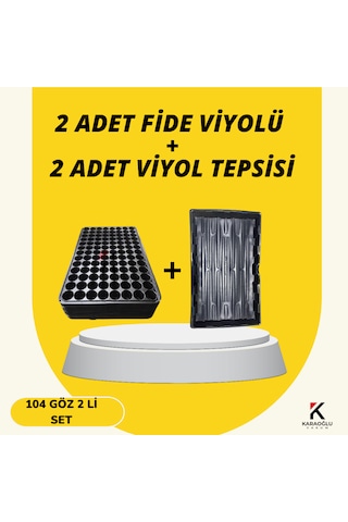 2 Adet Fide Viyolü + 2 Adet Viyol Tepsisi Set Fidelik Fide Yetiştirme Seti Seçimli 104 Göz Yuvarlak