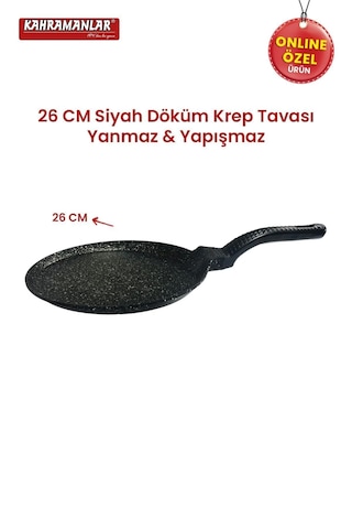 Kahramanlar Helegra Döküm 26 Cm Siyah Krep Tavası