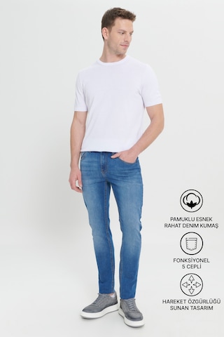AC&Co / Altınyıldız Classics Ekstra Slim Fit Dar Kesim Pamuklu Riss Erkek Jean Kot Pantolon Lacivert