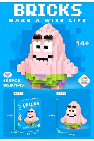 Bricks Sünger Bob Ve Patrick 2'li Figür 3d Yapboz Puzzle Yapı Taş