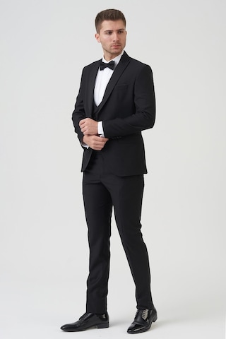 White Stone Los Angeles D2402 Slim Fit 6 Drop Damatlık Takım Elbise Siyah - Siyah