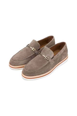 Tamer Tanca Erkek Hakiki Deri Taupe Süet Loafer Ayakkabı 285 3864 Erk Ayk Y/24 Taupe Suet Bej