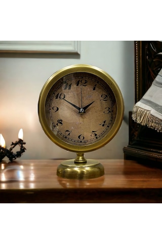Eskitme Gold Metal Ofis Salon Otel Masa Saati 25*20 cm Y8